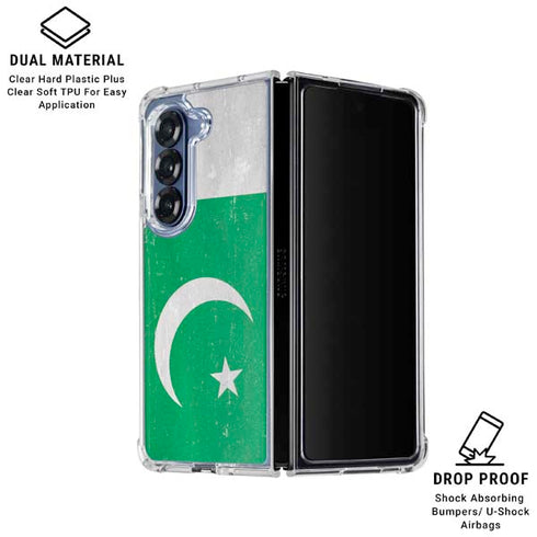 Pakistan Flag Distressed Galaxy Z Fold6 Clear Case